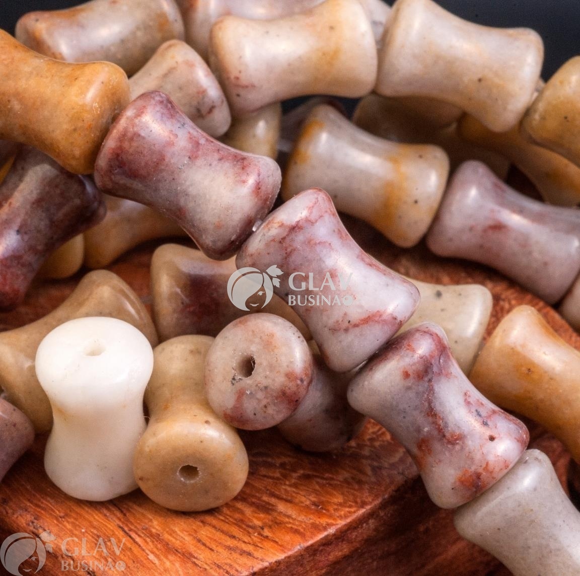 ОПТ (100 бусин) Нефрит желтый, гладкая полированная бусина толстый бамбук, р-р 12х9х7мм, отв.1мм.