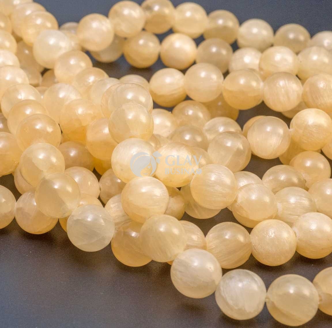 ОПТ (100 бусин) Шелковый нефрит, бусина-шар, диам. 10мм, отв-е 1мм, цвет желтый.