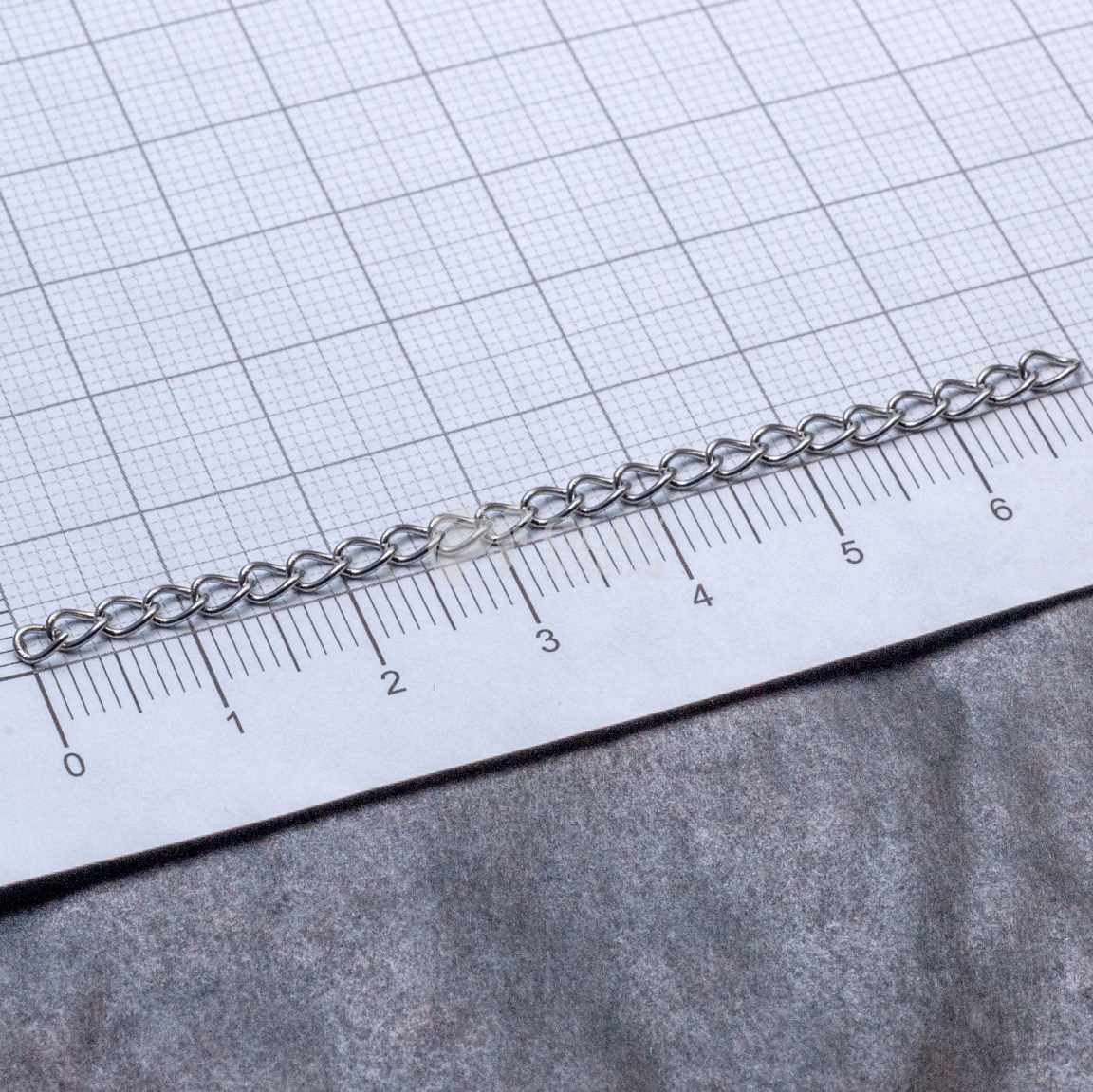 Стальная цепочка удлинительная твист, паяная, длина 7см, р-р звена 4х3х0.6мм.