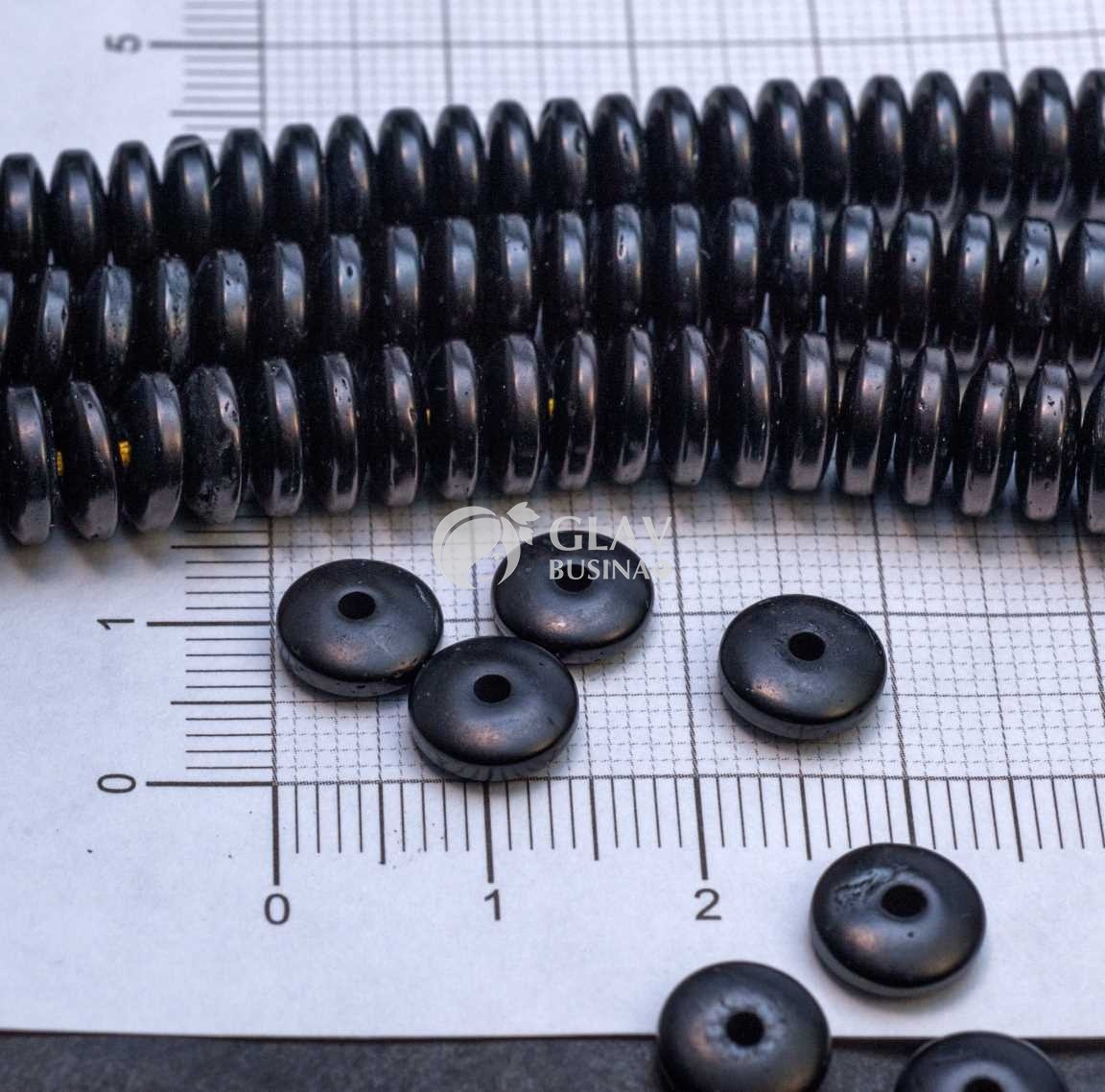 ОПТ (300 бусин) Бусины-хейши из оболочки кокосового ореха, р-р 8х3мм, отв-е 1,5мм, цвет черный.