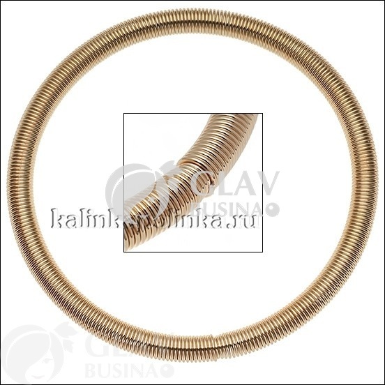 ОПТ (50 шт) Основа для браслета пружинка, цвет золото, толщина 5мм, длина 18см, в упаковке 1шт.