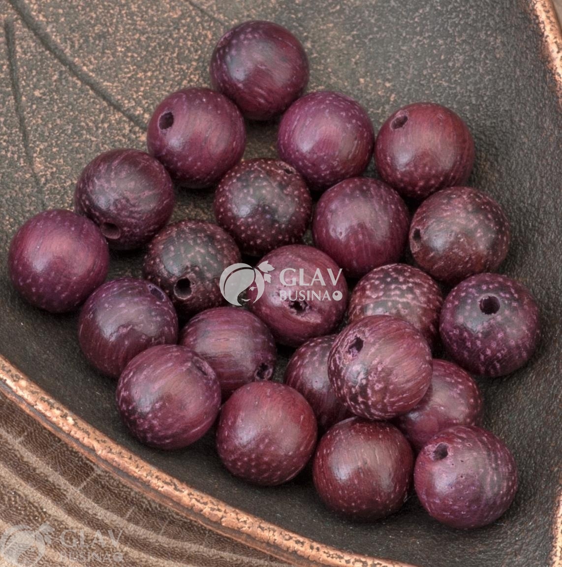 ОПТ (500 бусин) Бусины-шарики из амарантового дерева, цвет сиренево-красно-коричневатый, без покрытия, р-р 8мм, отв. 1,2мм.