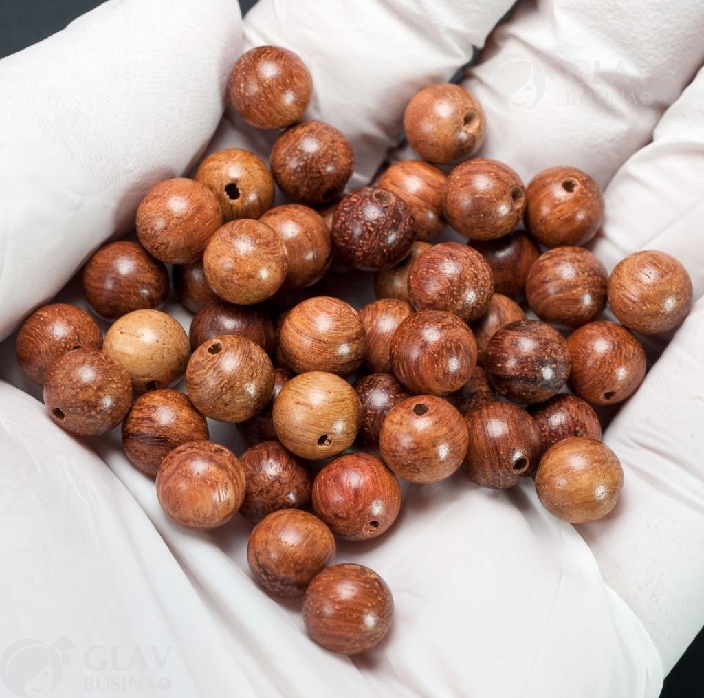 ОПТ (200 бусин) Бусины из бирманского палисандра, диам. 8мм, отв-е 1.2мм, коричнево-красные.