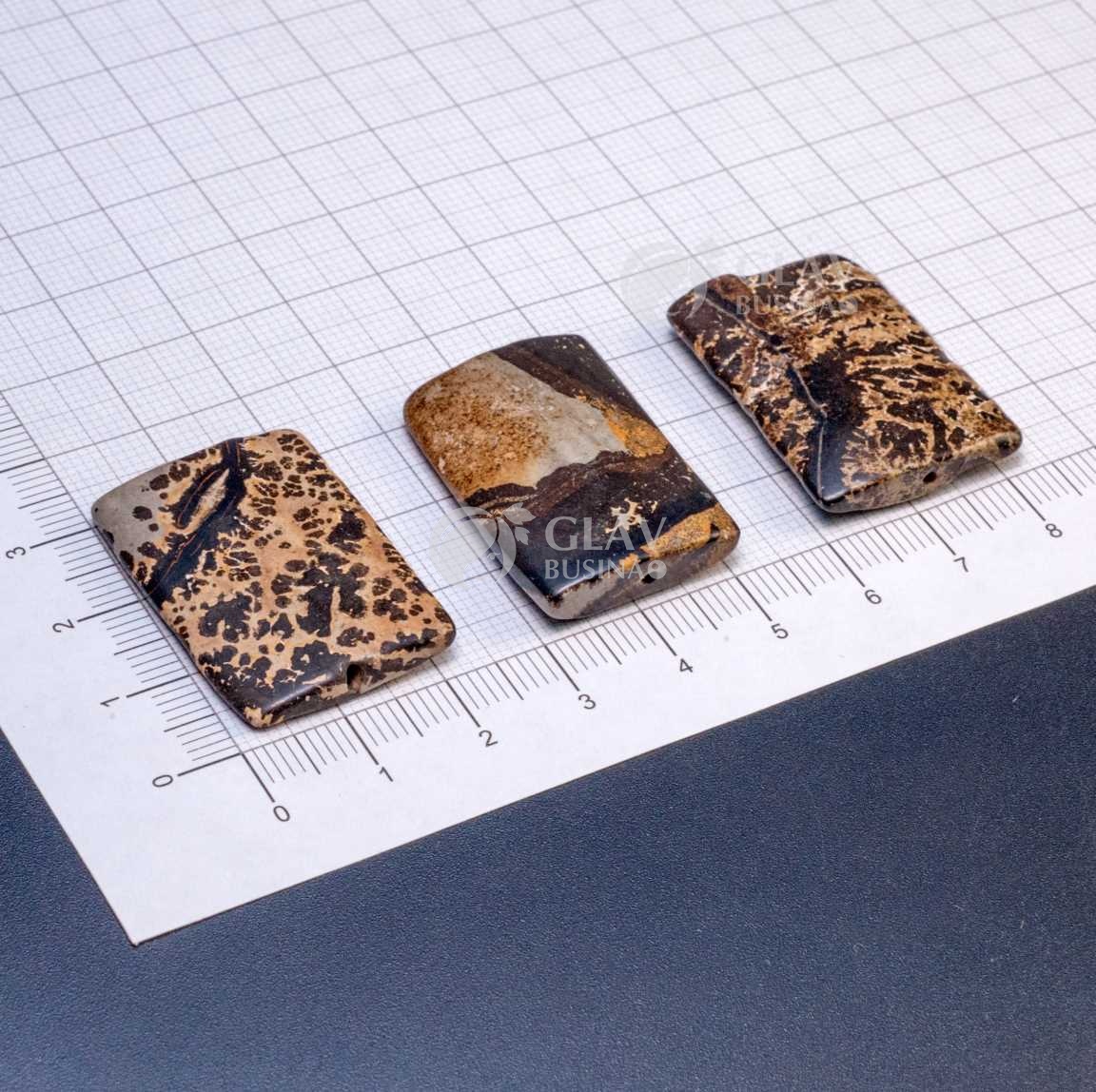 Пейзажная яшма, р-р ок. 31х23х4.5мм, отв. 1мм, гладкие полуматовые бусины плоские тонкие прямоугольники.