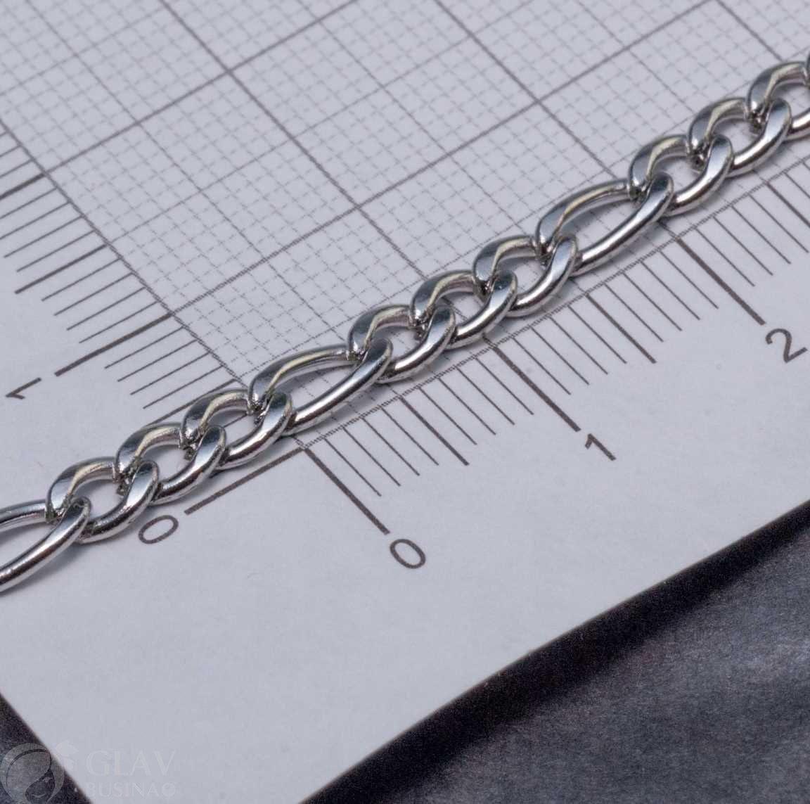 Цепочка 5.5х4х1мм, 7.5х4х1мм, твист плоский с переменной длиной звена, не паяная, нерж. сталь, цвет стальной, катушка 5 м.
