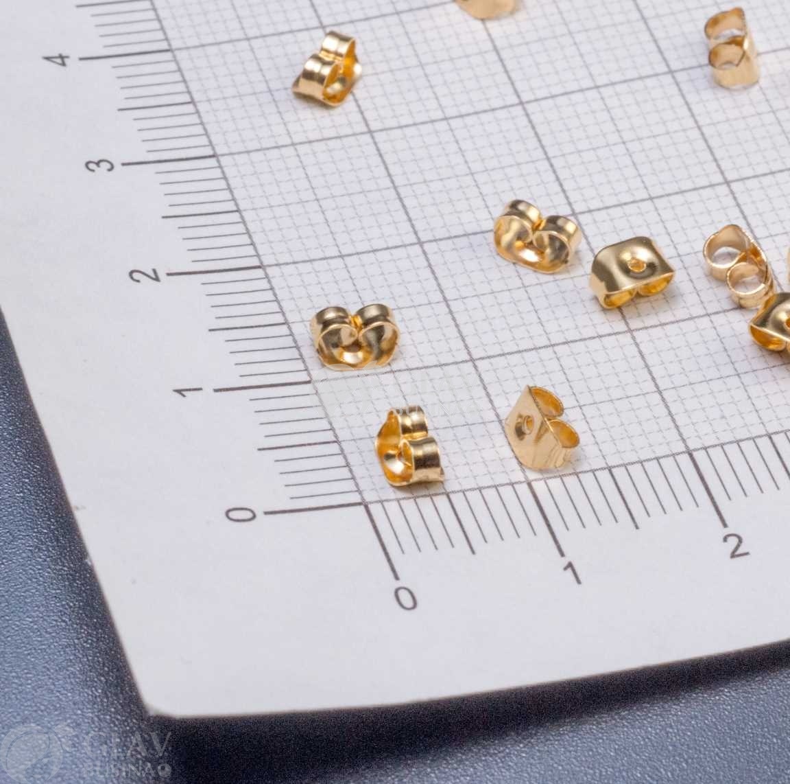 ОПТ (250 пар) Заглушки для сережек с округлым краем, р-р 3.5х5х3мм,  хирургическая сталь, анодирование цвет золото.