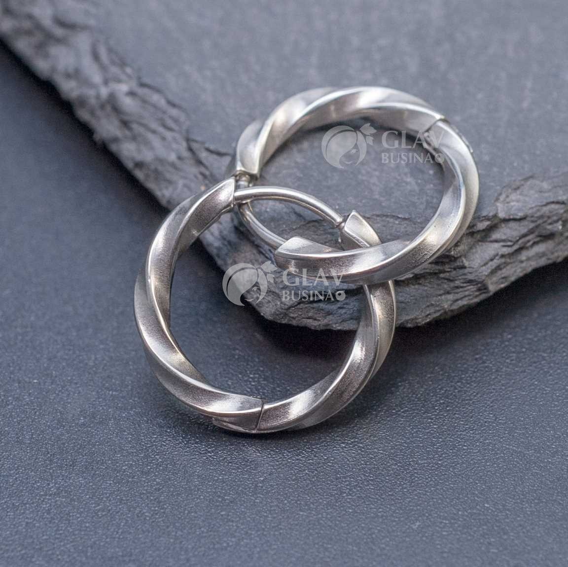 Швензы-бублики, узор-витой, хирургическая сталь, внутр. диам. 12мм, толщина 2.5мм.