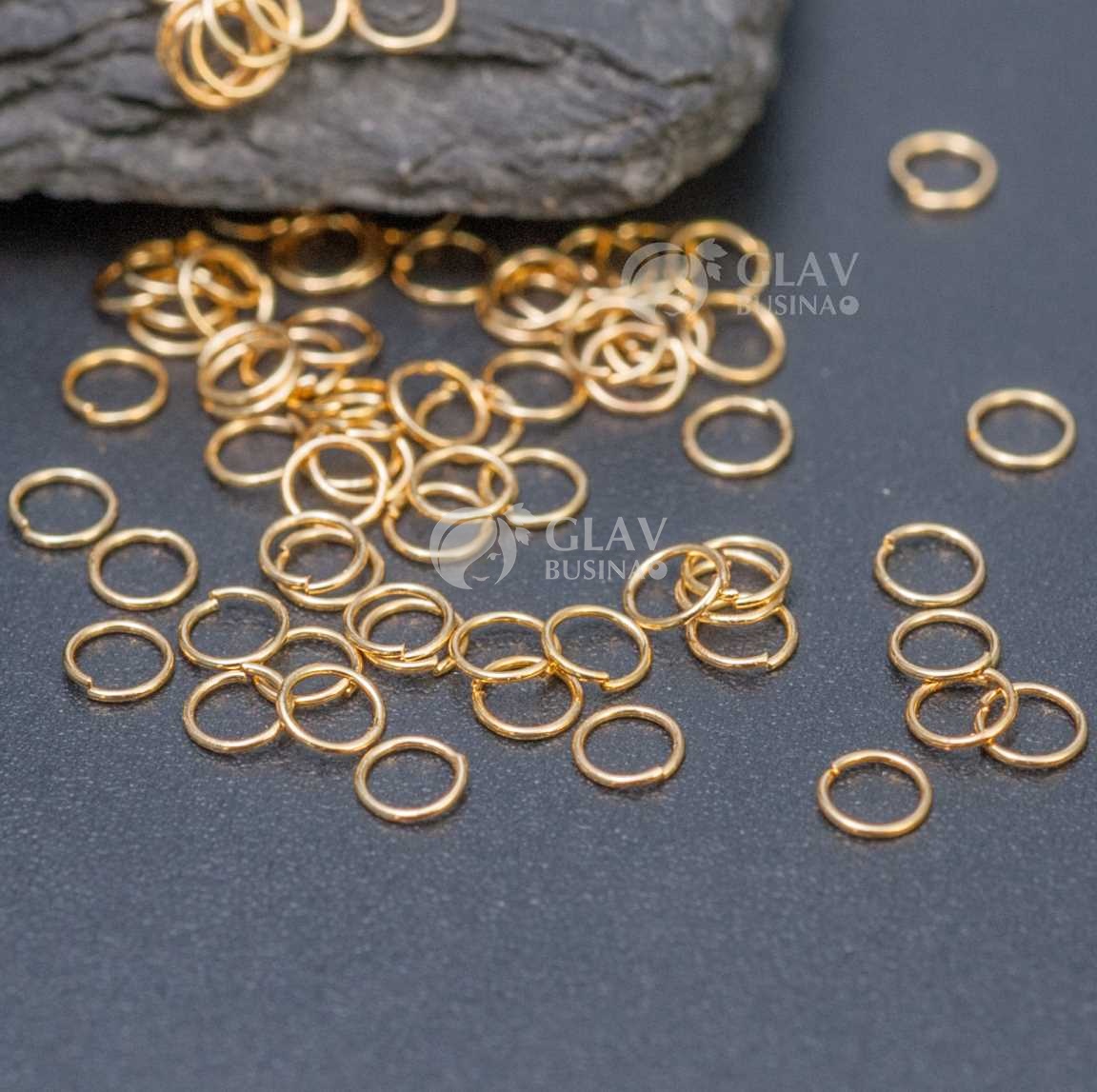 Колечки соединительные, открытые из хирургической стали, р-р 3х0.3 мм, натуральная позолота 18K.