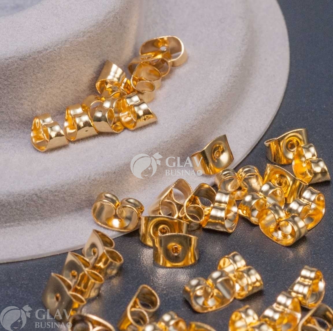 ОПТ (50 пар) Заглушки для сережек с округлым краем, р-р 4.5х6х3.5мм, хирургическая сталь, анодирование цвет золото.