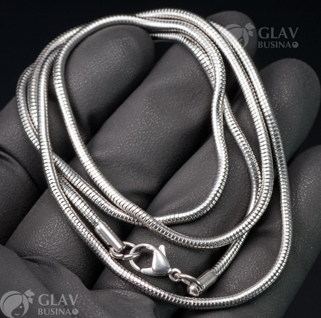 ОПТ (10 шт) Основа для колье, цепочка змейка толщиной 2.5мм, общая длина 70см, материал полированная хирургическая сталь.