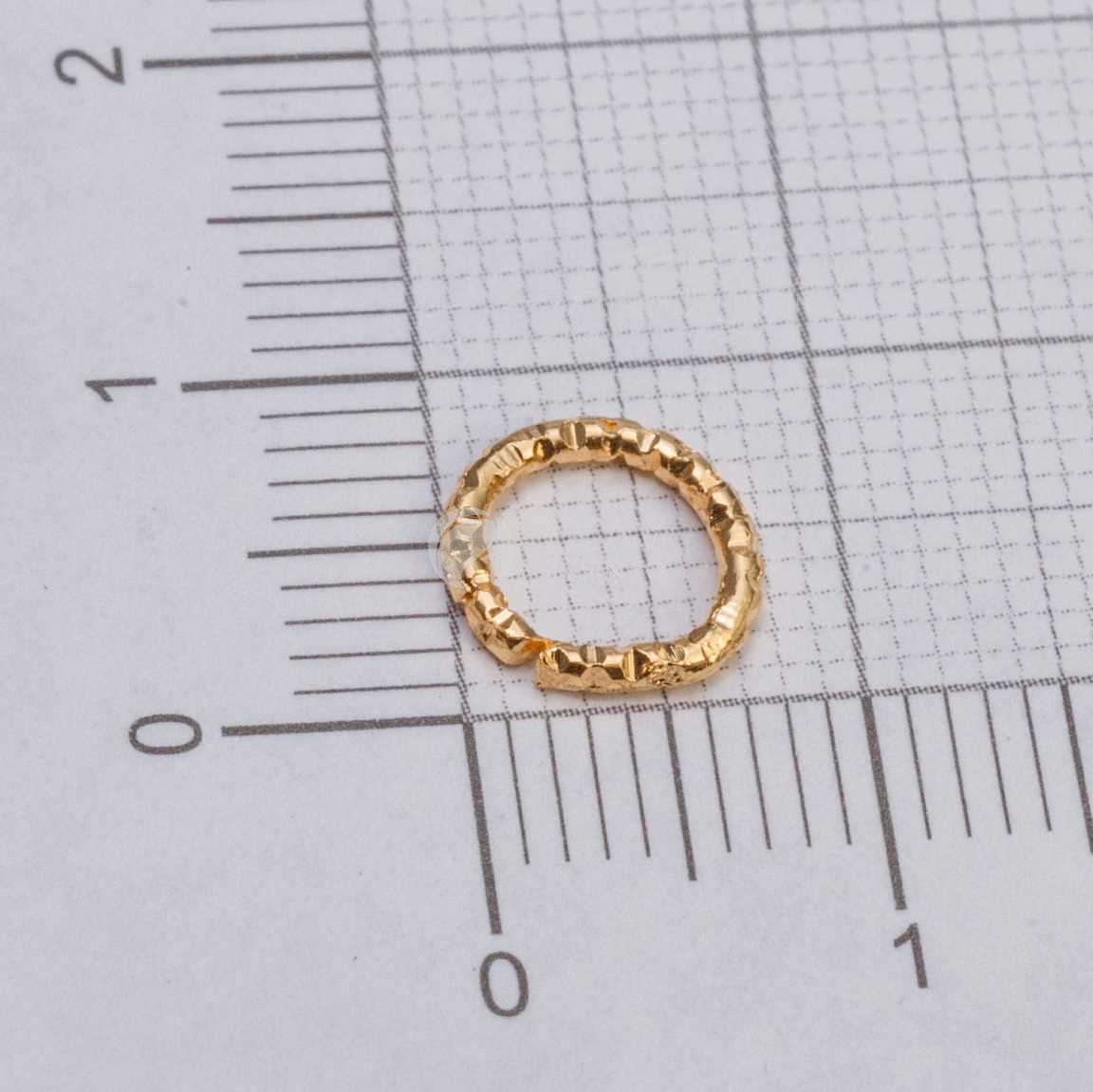 Колечки-коннекторы с насечками, 8х1.2 мм, цвет желтое золото, закрытые, железные.