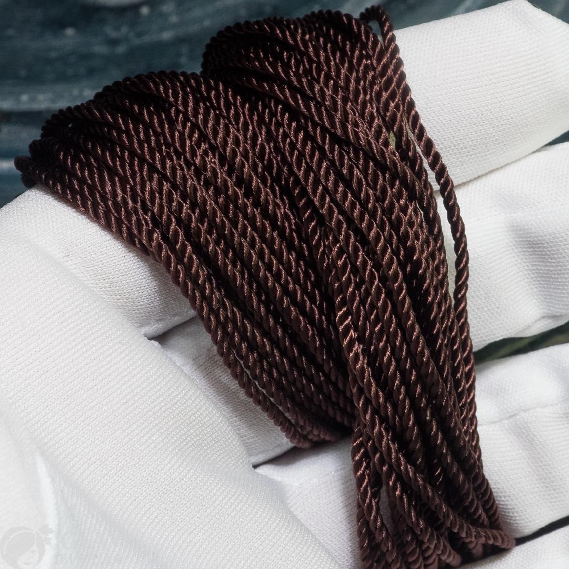 ОПТ (200 метров) Мягкий коричневый витой шнур для колье, кистей и браслетов, полиэстровый, толщина 1.5 мм.