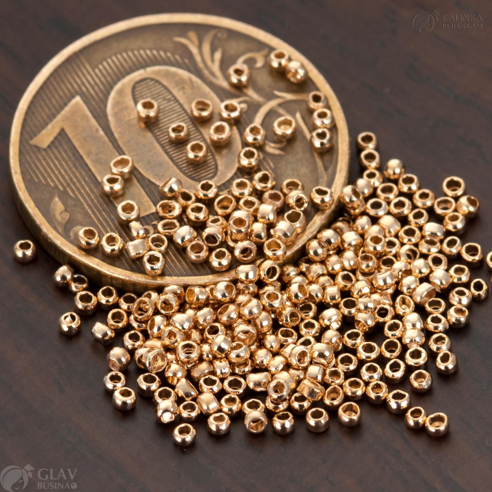 Зажимные бусины из латуни, цвет русское золото, диаметр 1.5мм, отверстие 0.8мм. Для создания украшений. Качественная фурнитура для бижутерии.