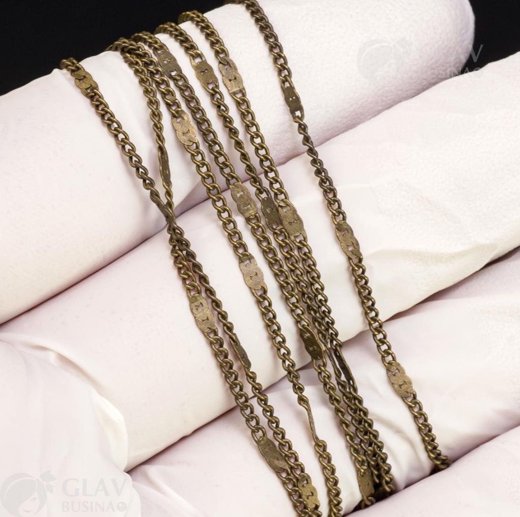 ОПТ (10 метров) Цепочка латунная твист, текстурированная, р-р 2х2х0.5мм, цвет бронза.