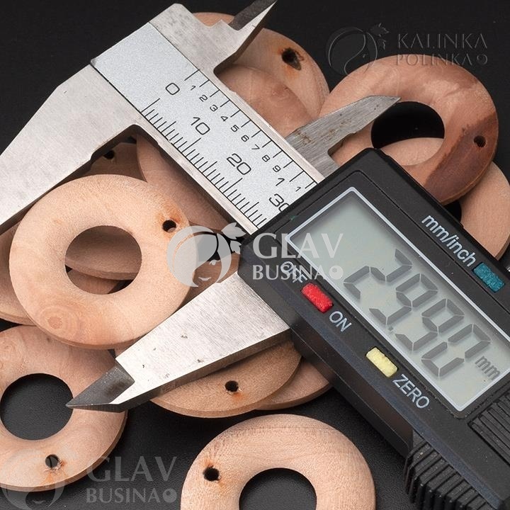 ОПТ (100 шт) Бусины колечки из дерева, размер 29 мм, толщина 4мм, внутр. диаметр 12мм.