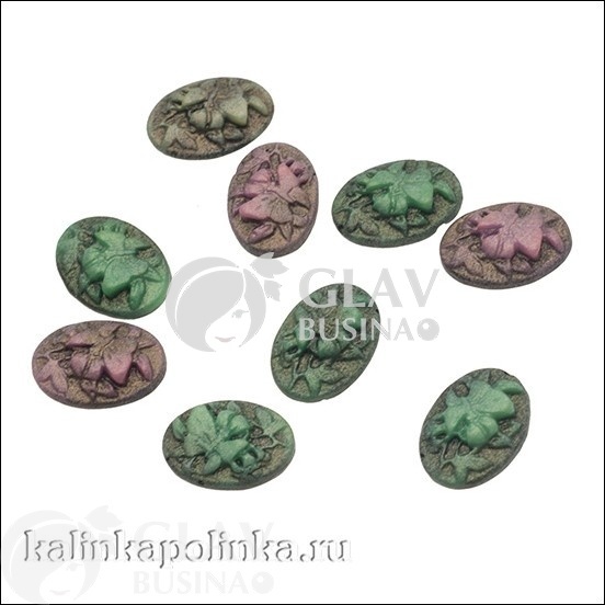 ОПТ (50 упак) Кабошон акриловый, цвет микс, р-р 14х10мм, в упаковке 6 шт.