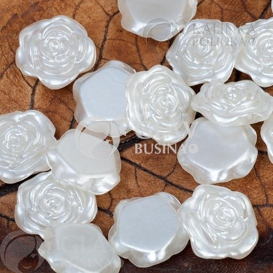 ОПТ (50 упак) Кабошон акриловый Розочка, цвет кремовый, р-р 10.5х3мм., в упаковке 10 шт.