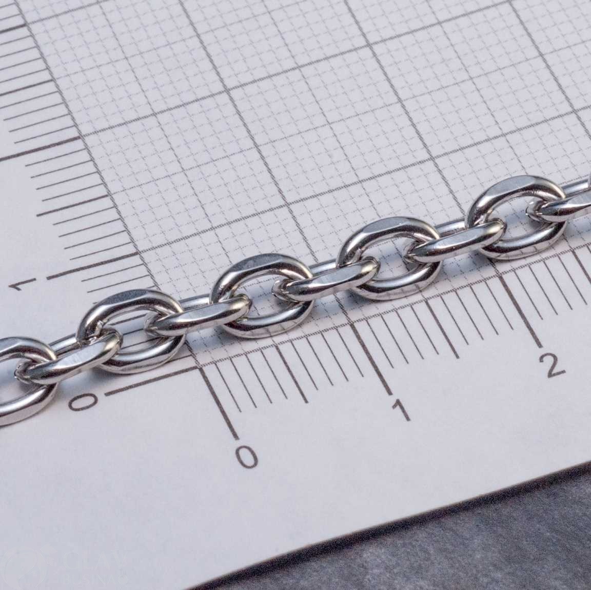 Цепочка 7х5х0.6мм, якорная блестящая с косым срезом, звенья не запаяны, нерж. сталь, цвет стальной, катушка 5 м.