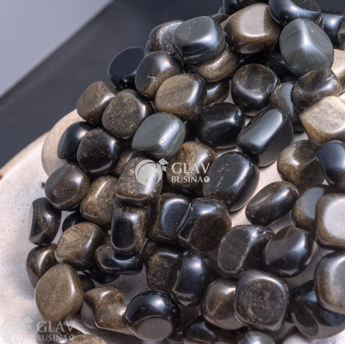 ОПТ (50 бусин) Бусины золотого обисидиана, галтовка прямоугольных форм, средний размер 12х10х6мм, отв. 1мм.