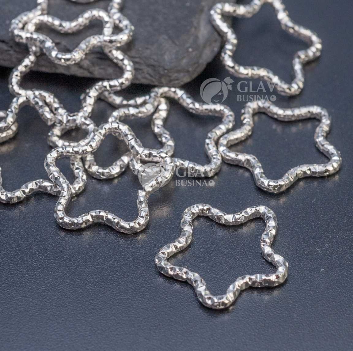 Коннекторы-звезды с насечками, 16х1.6 мм, цвет серебро, закрытые, железные.