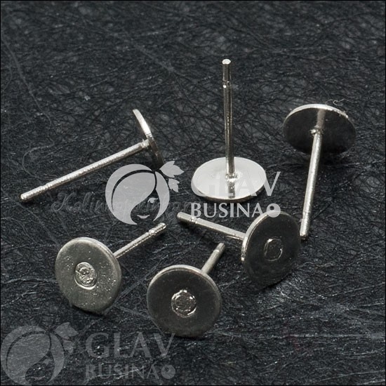 ОПТ (10 упак) Пуссеты, 6х12 мм, цвет платина, железные, упак. 4 пары.