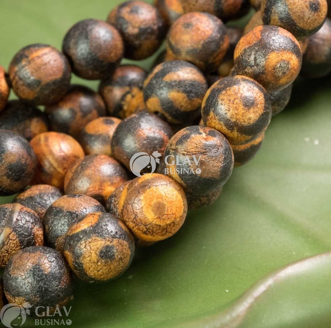 ОПТ (100 бусин) Бусина дзи 3 глаза, диам 6мм, отв-е 1мм, темно-коричневая.