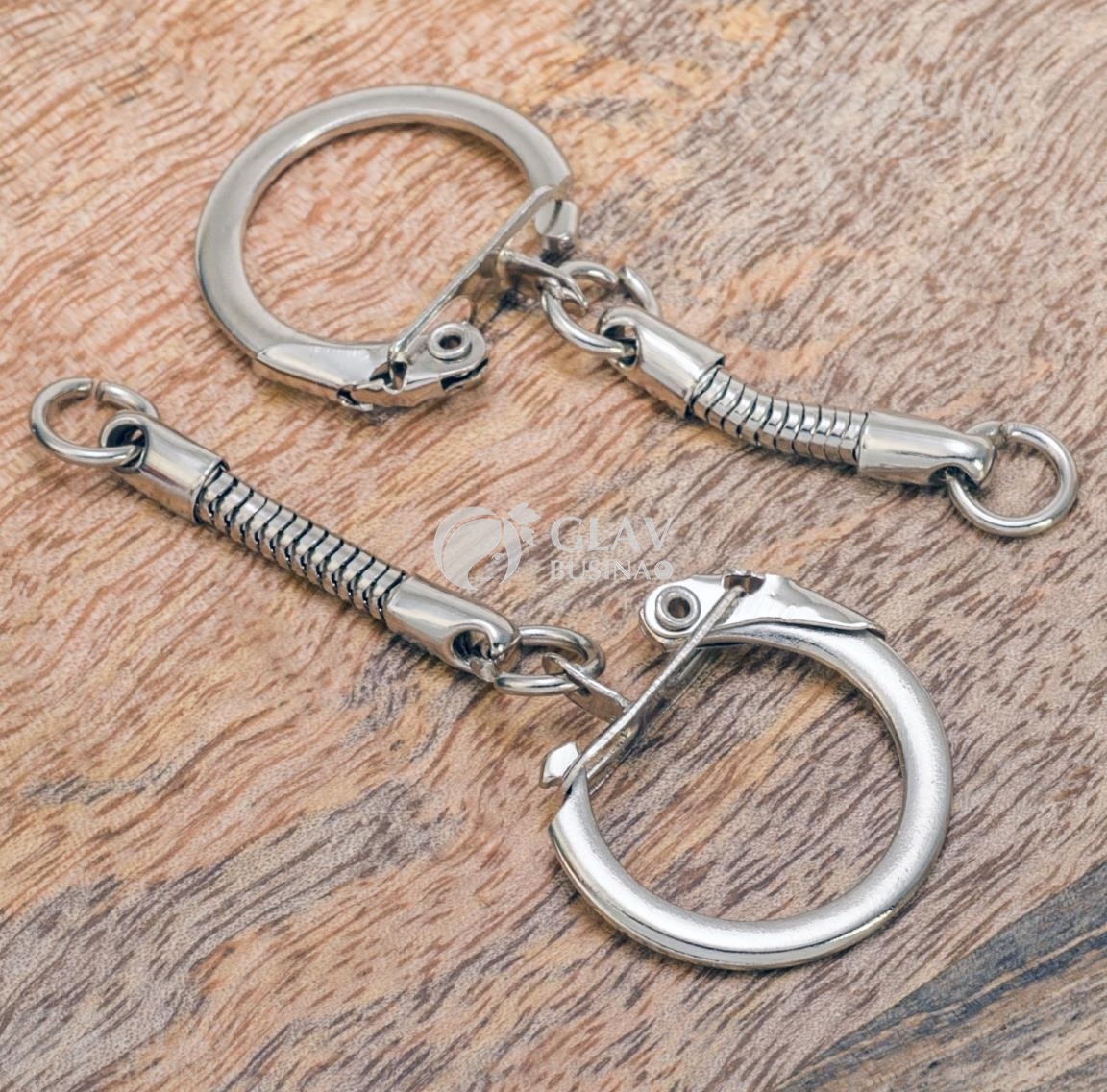 ОПТ (100 шт) Основа брелка с замочком и круглой цепочкой, железо, цвет платина, замок 22х24мм, общ. длина 6см.
