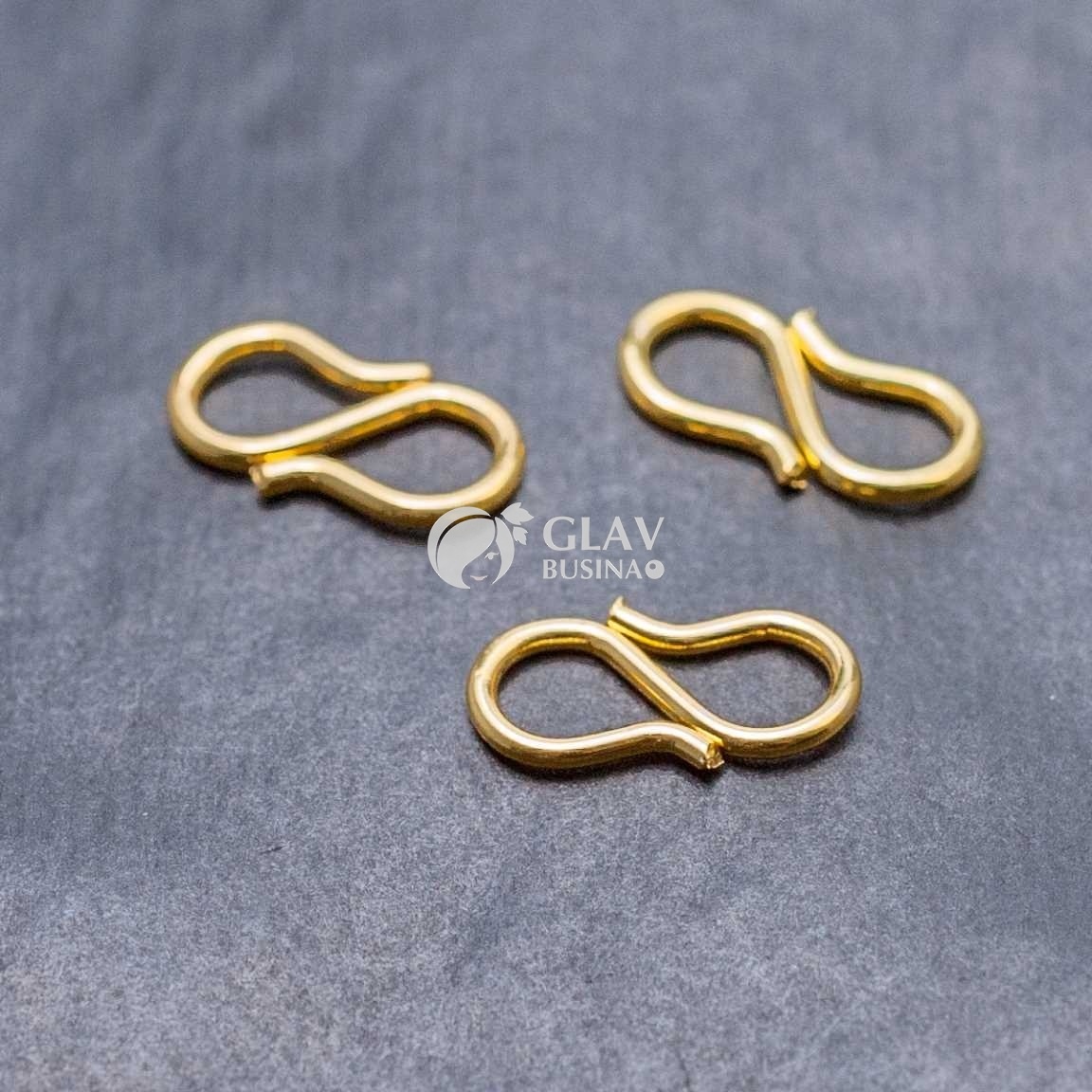 ОПТ (10 шт) S-образные застежки для браслетов и ожерелий из хирургической стали, натуральная позолота 18K, р-р 13х7х1мм.