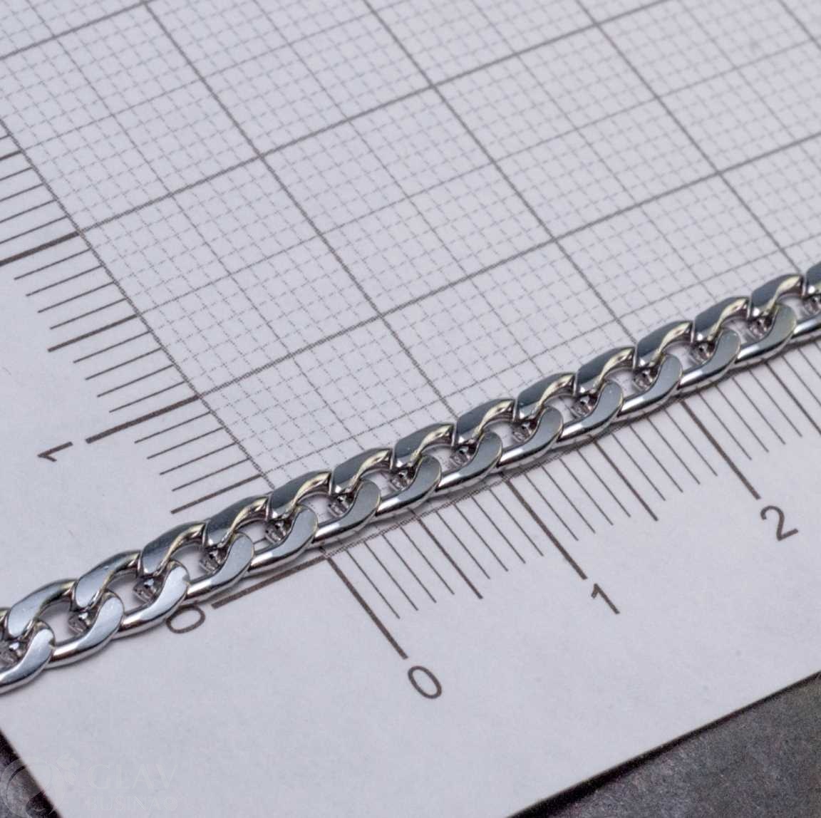 Цепочка твист плоский, 6х3.8х0.3мм, не паяная, нерж. сталь, цвет стальной, катушка 5 м.