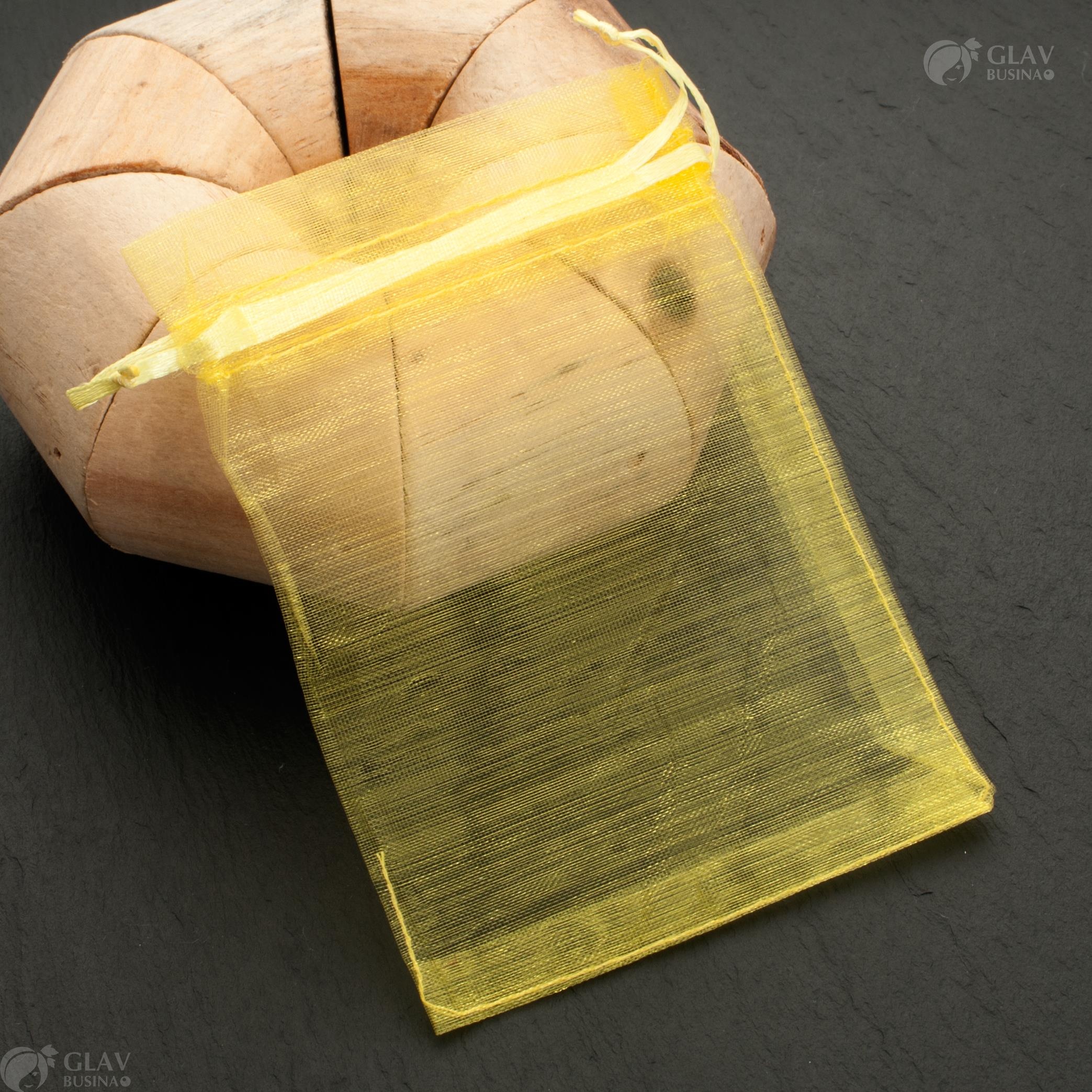 Желтые мешочки из органзы с ленточкой для подарков, размером 9х12 см.