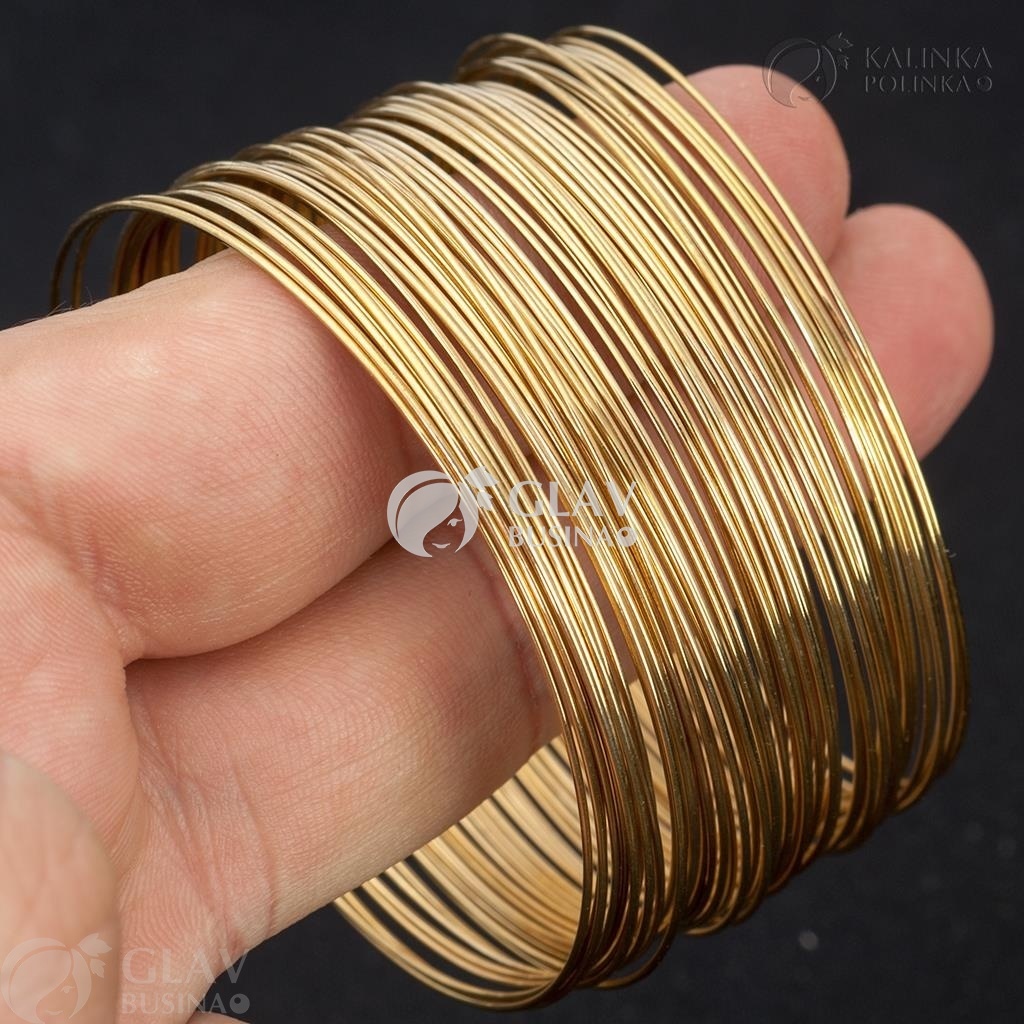 ОПТ (1000 витков) Проволока с памятью для браслетов стальная, р-р 58х0.6мм, цвет золото.