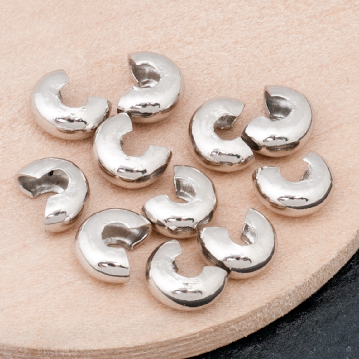 ОПТ (100 шт) Шапочки для кримпов железные под кримп 2.5-3мм, цвет платина.