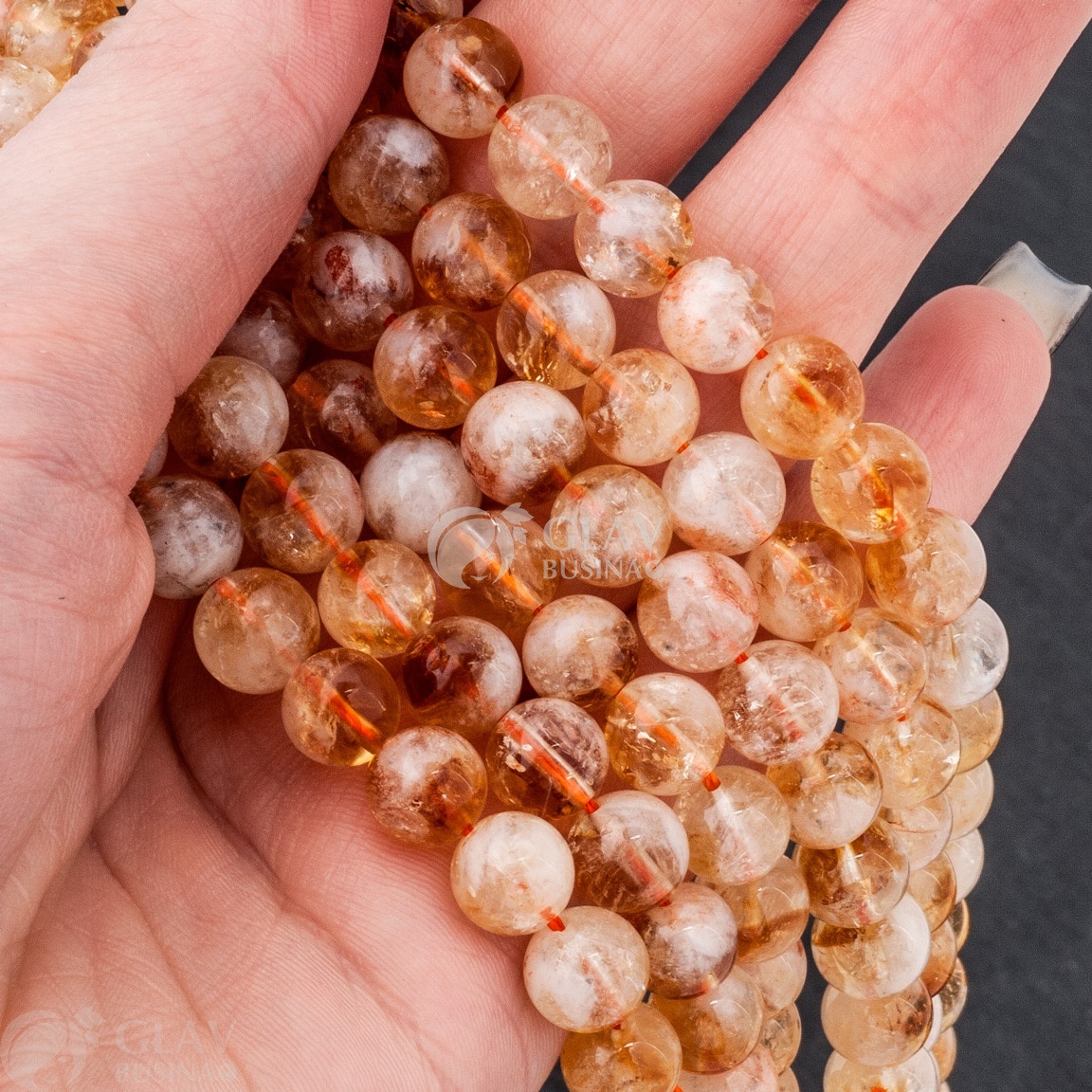 ОПТ (10 бусин) Натурального цитрина, диам. 8мм, отв-е 1мм.