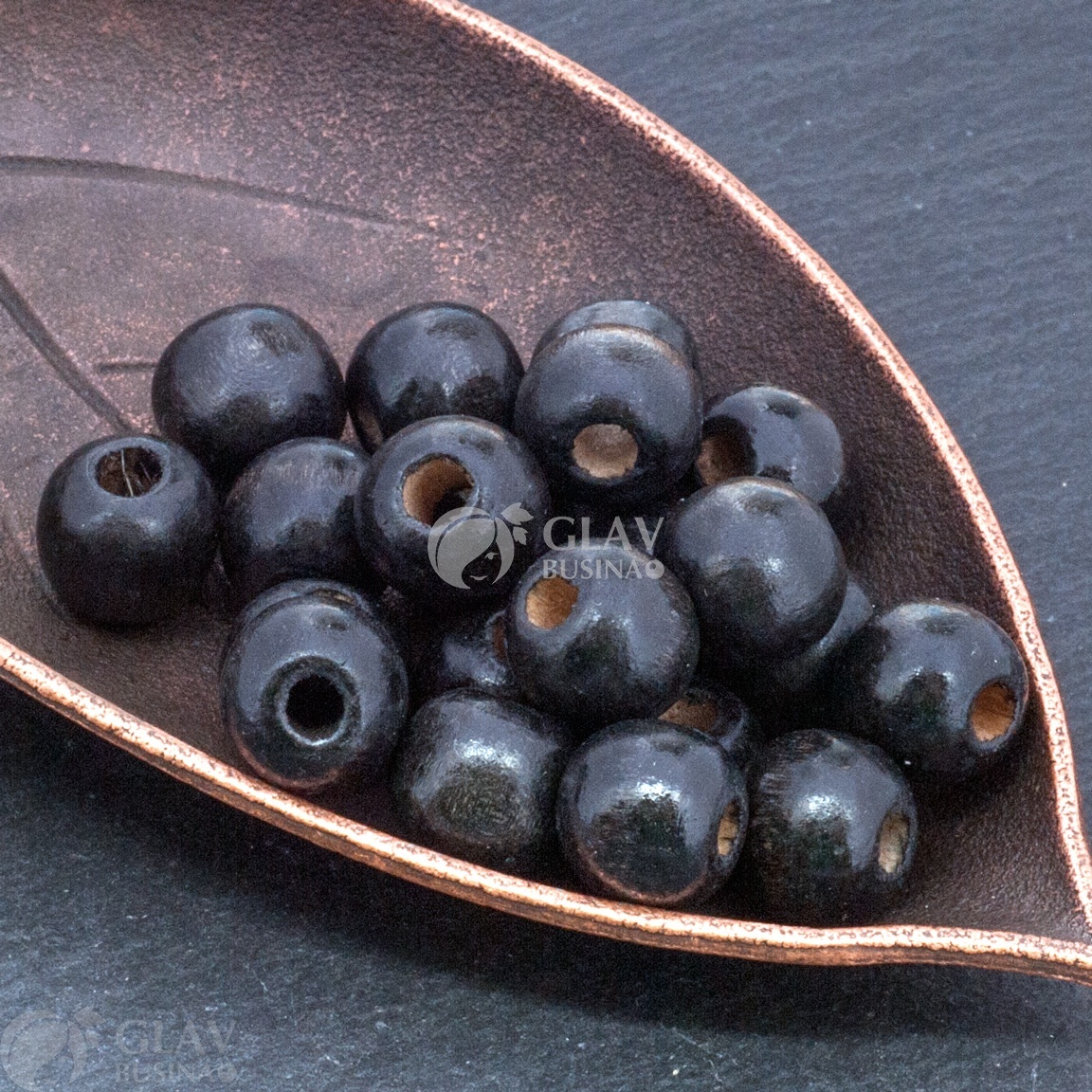 ОПТ (1000 бусин) Бусины деревянные, цвет антрацит, р-р 11х12мм, отв 4мм.