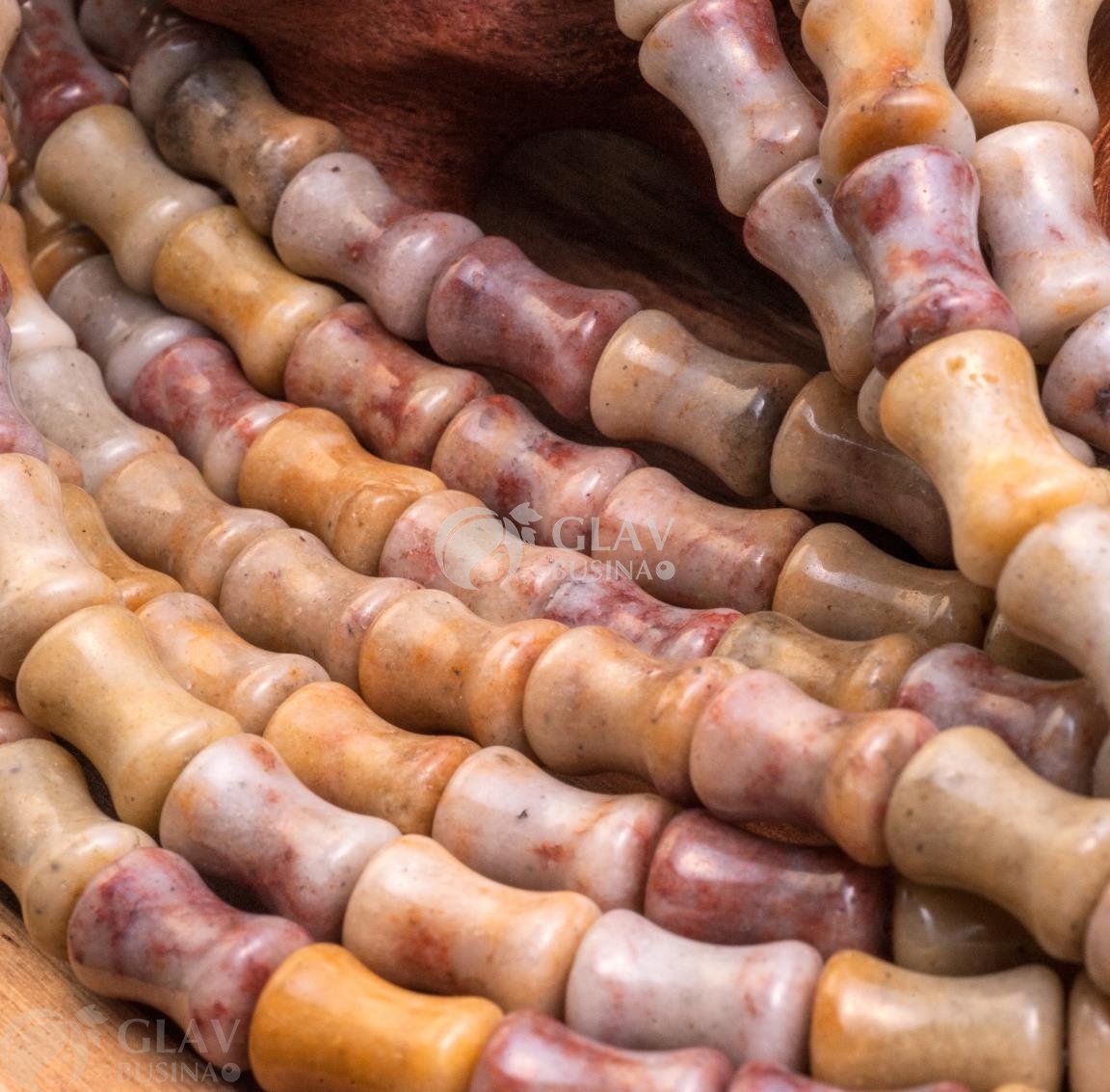 ОПТ (100 бусин) Нефрит желтый, гладкая полированная бусина толстый бамбук, р-р 12х9х7мм, отв.1мм.