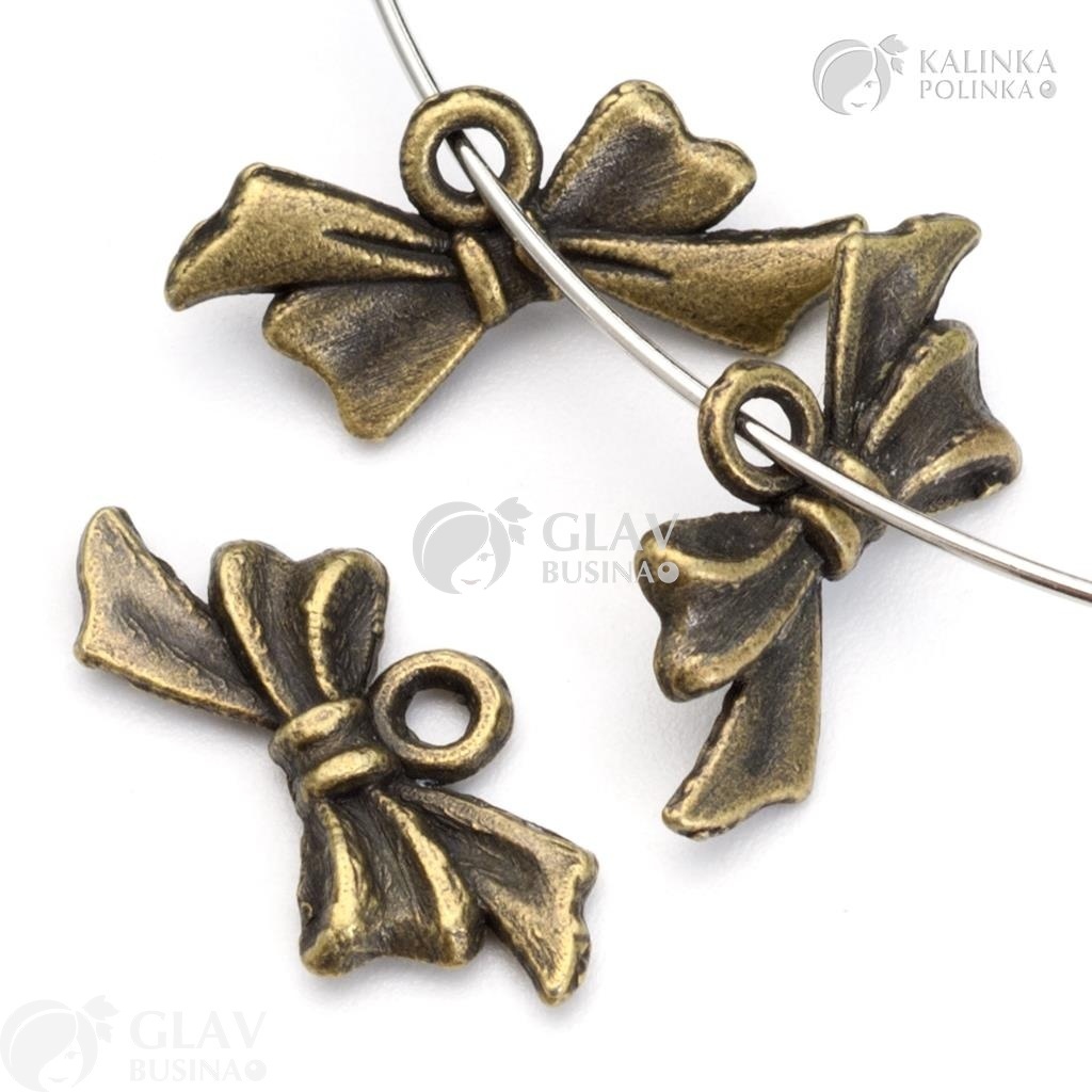 ОПТ (200 шт) Подвеска Бант, р-р8х17мм, отв-е 1.4мм, бижутерный сплав, цвет бронза.