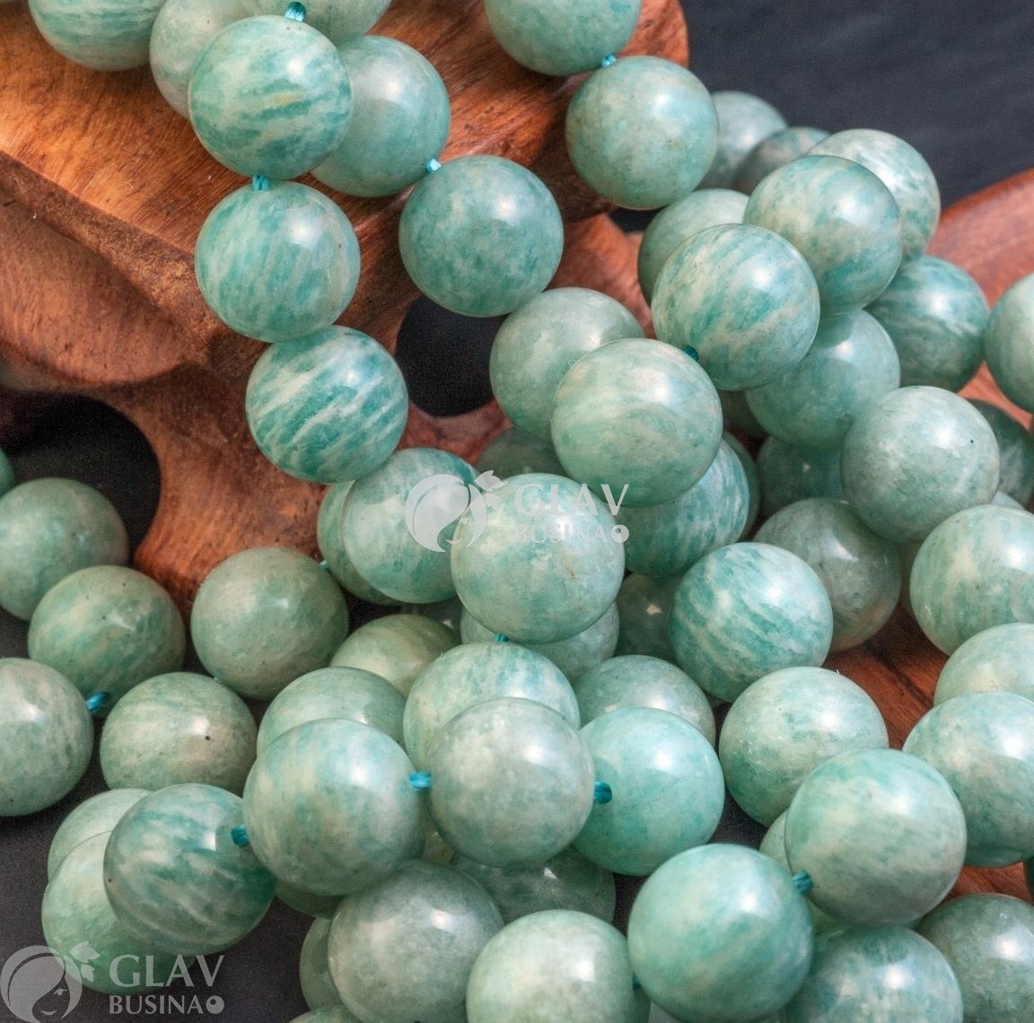 ОПТ (50 бусин) Амазонит, гладкая полированная бусина, цвет светло-мятный, шар, р-р 10мм, отв. 1мм.