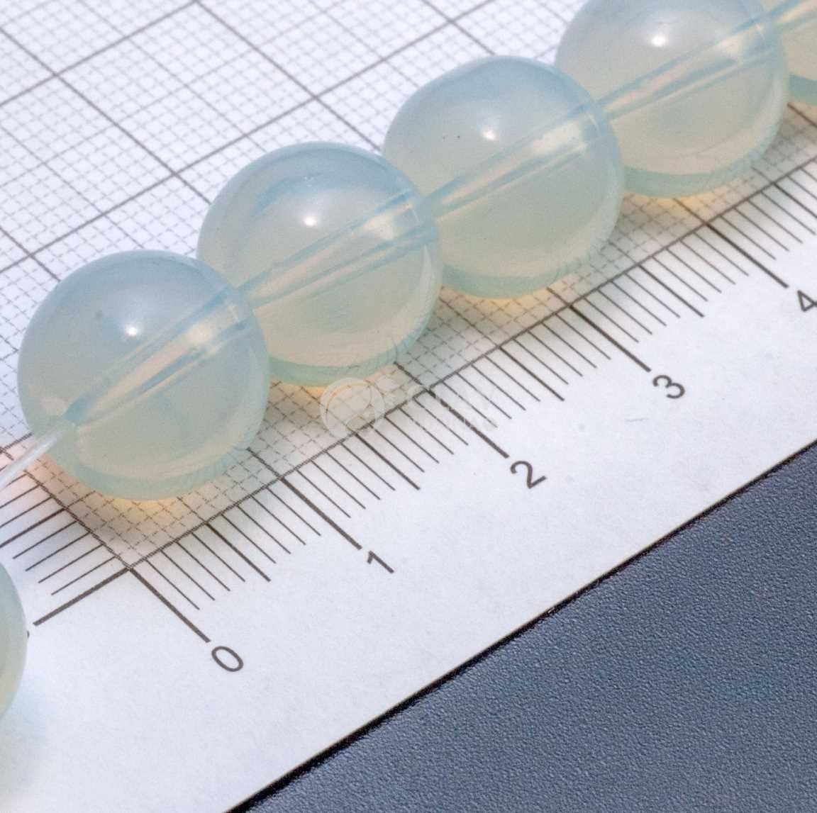 ОПТ (50 бусин) Бусины-шарики диам. 12 мм из прозрачного стекла, цвет молочно-белый, отв-е 1мм.