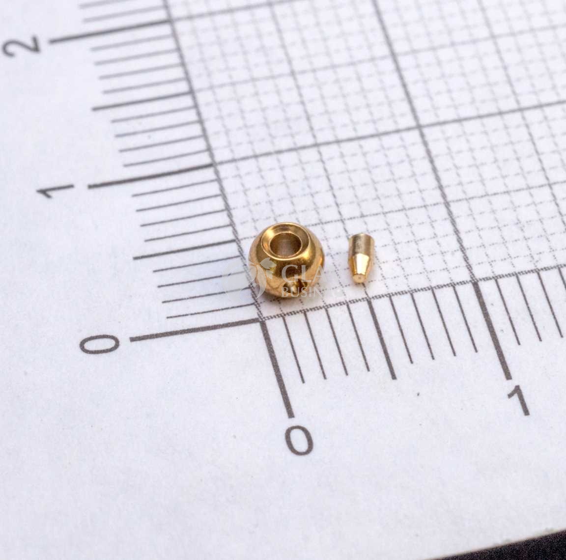 ОПТ (30 шт) Кримп самозажимной стальной, шар, р-р 3.5х3мм, отв-е 1.2мм, цвет покрытия золото.