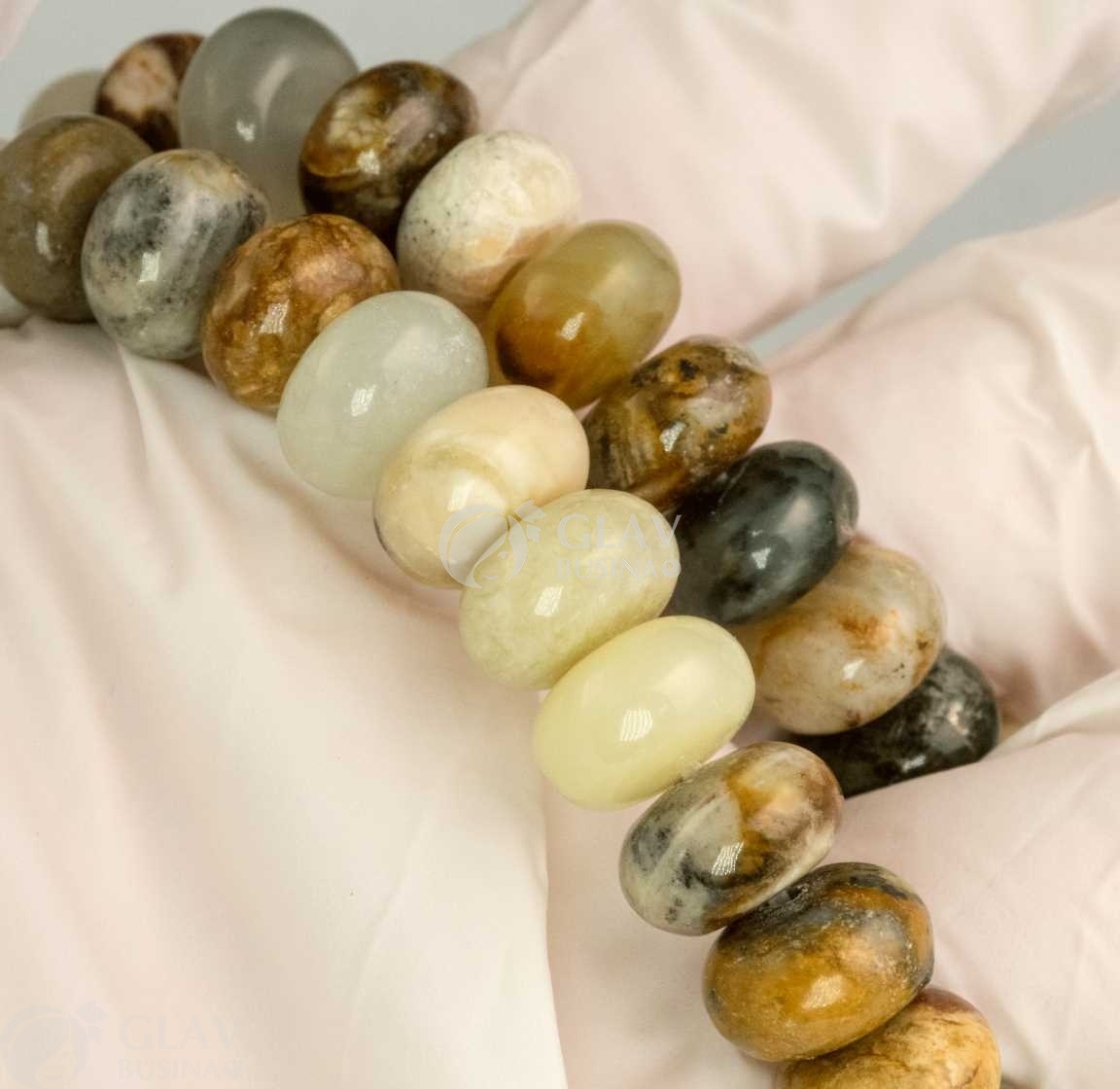 ОПТ (10 бусин) Крейзи агат, бусины-рондели 6х10мм, отв-е 1мм.