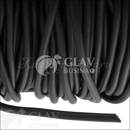 ОПТ (100 метров) Шнур каучуковый, чёрный, матовый, эластичный, диам. 2.5мм, без отверстия.