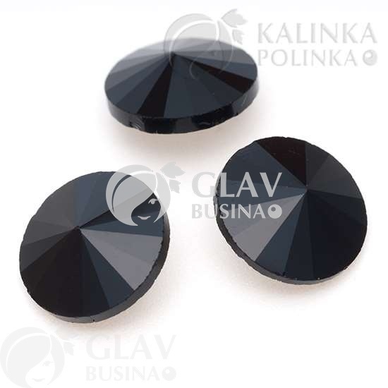 ОПТ (10 упак) Риволи стеклянные черные, р-р 14х8мм, в упаковке 4шт.
