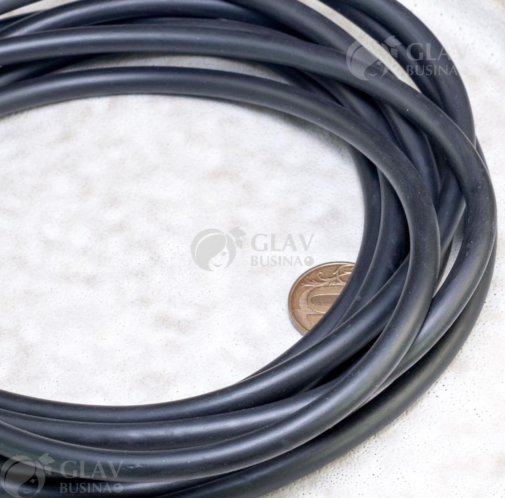 ОПТ (2500 См) Шнур каучуковый, цвет черный, матовый, эластичный, толщина 6мм, без отверстия.