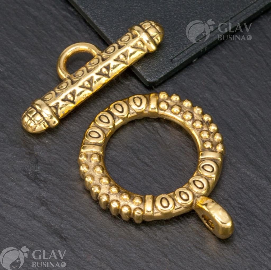 ОПТ (20 шт) Замок-тоггл, бижутерный сплав, кольцо 23х17.5мм, палочка 23х8мм, отв-я 2.3мм 3.5мм, цвет античное золото.