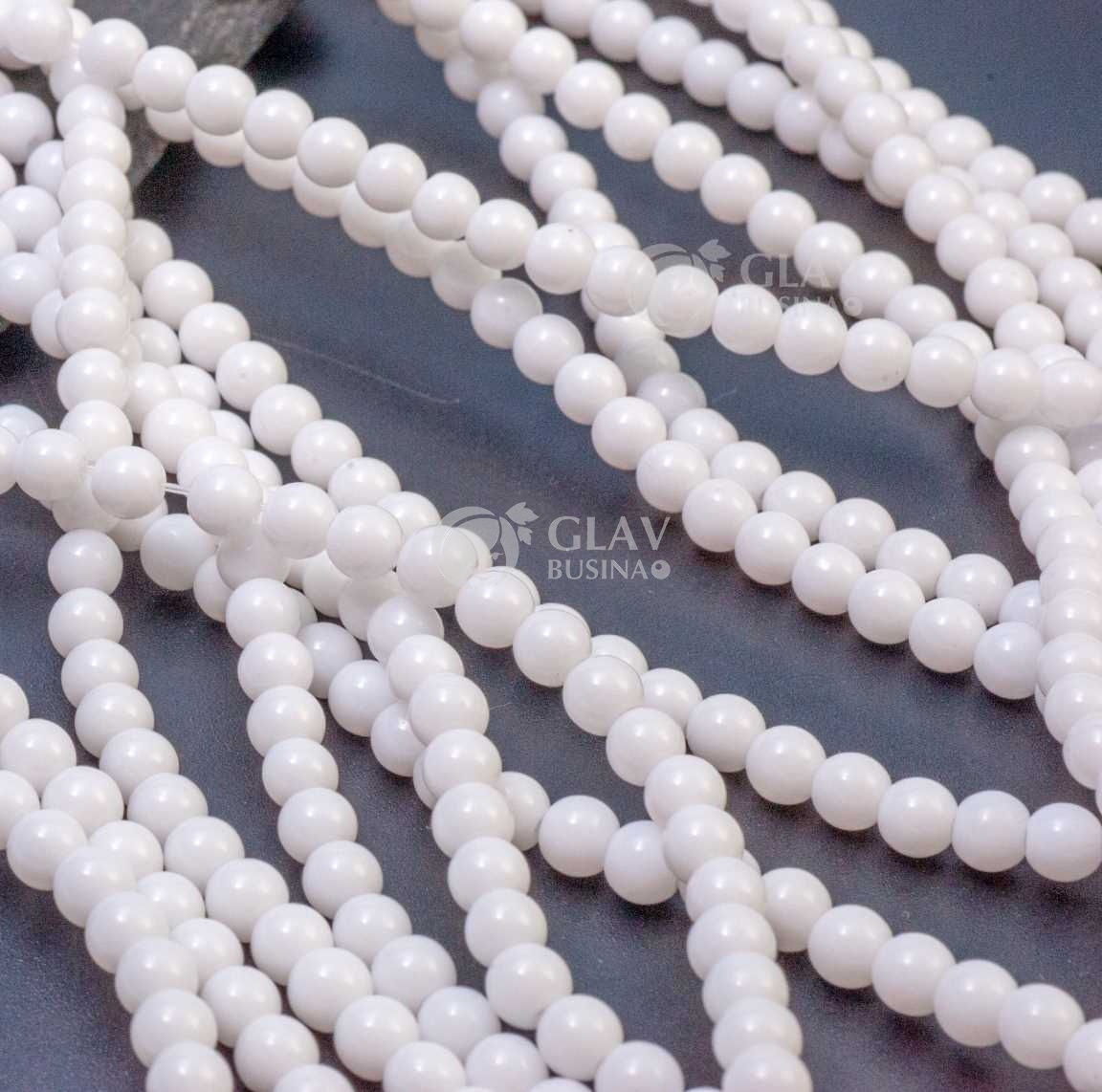 Фарфоровые бусины ручной работы, шар, р-р 4 мм, отв-е 0.8 мм, белые.