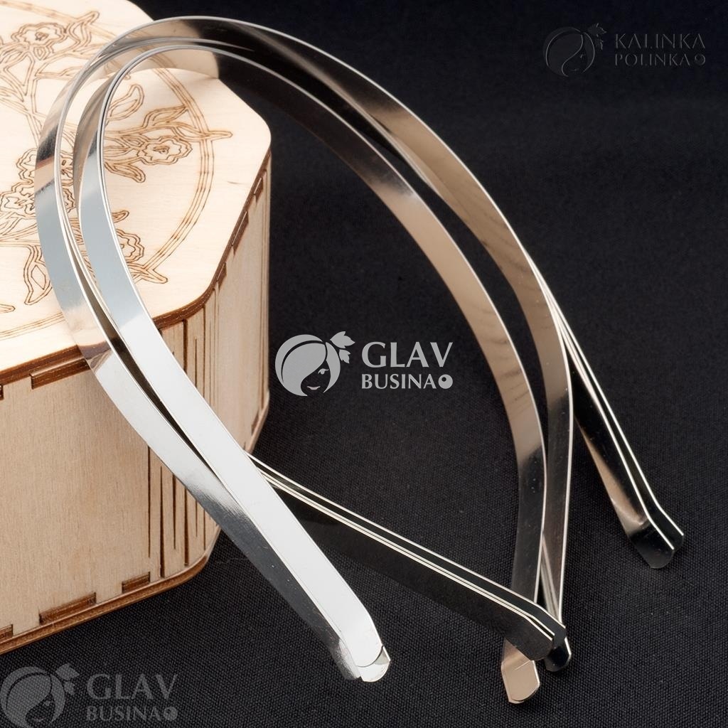 ОПТ (50 шт) Заготовка ободка для волос железная, цвет светлая платина, р-р 115х7мм.