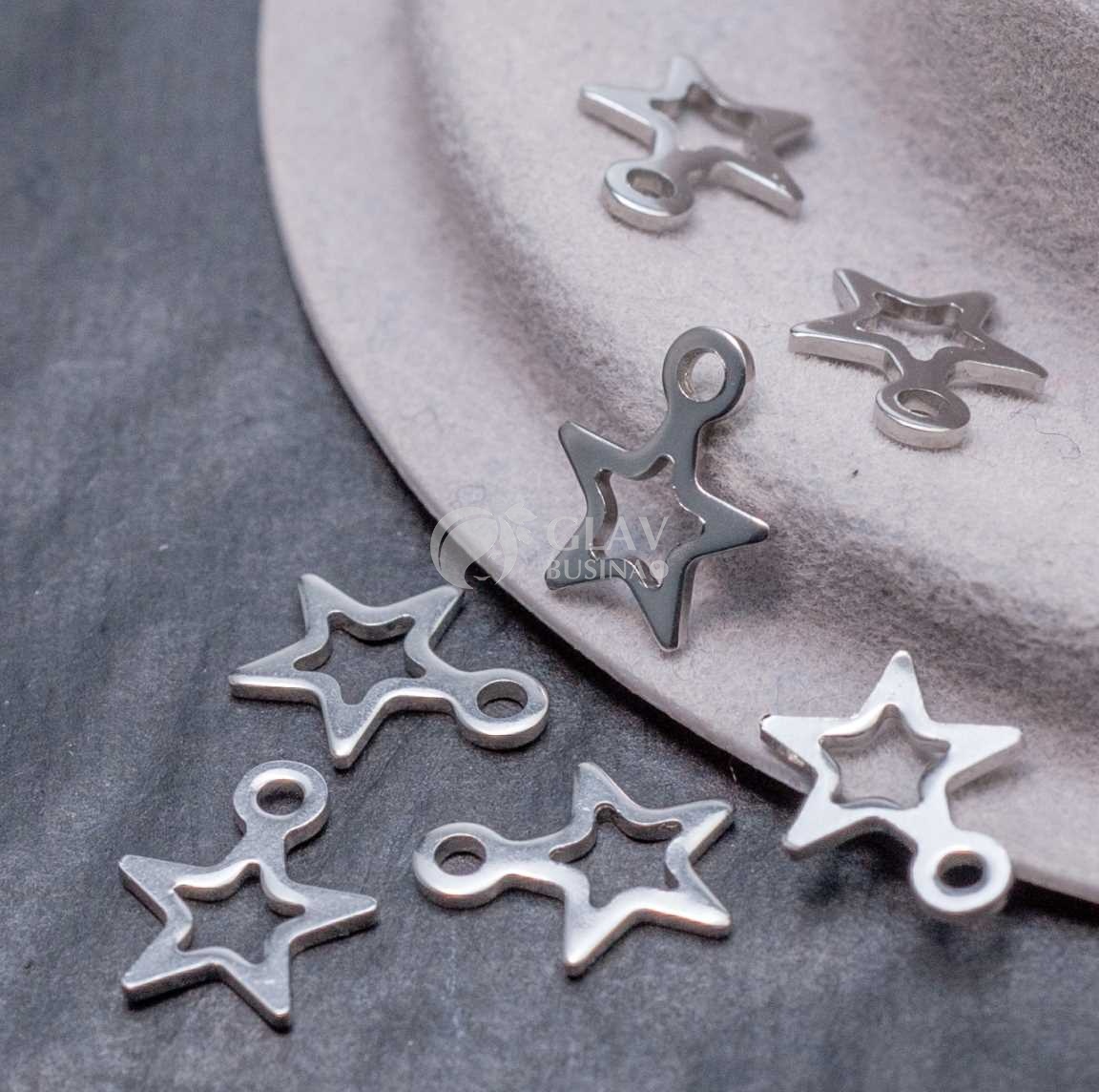 Контур звездочки, стальная подвеска, р-р 10х9х1 мм, отв-е 1.2 мм.