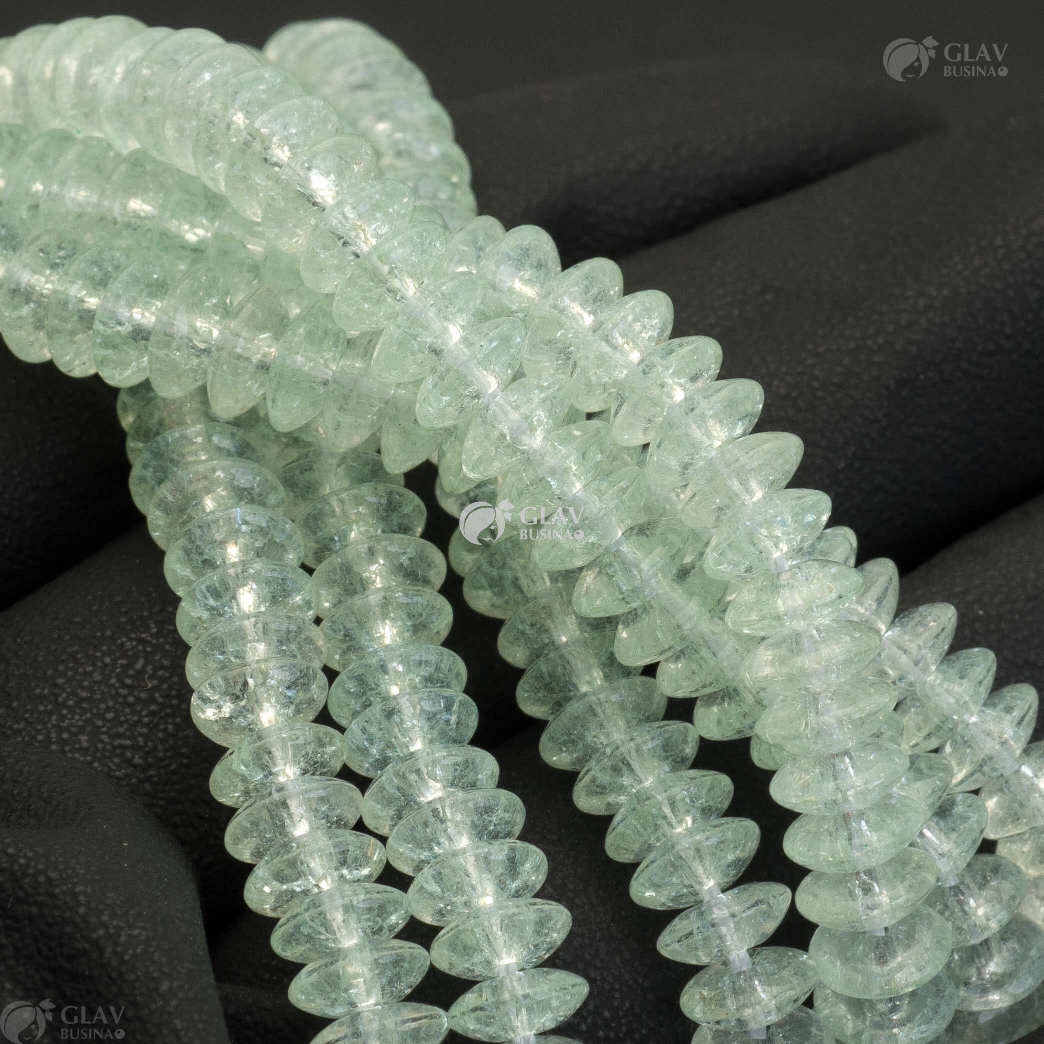 ОПТ (100 бусин) Бусины рондели кракле хрустальные, окрашенные, р-р 6х2.5мм, отв-е 1мм, светло-салатовые.