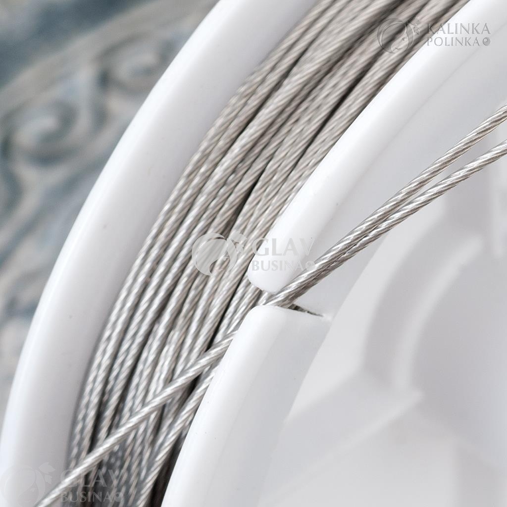 ОПТ (10 кат.) Ювелирный тросик (ланка) на катушке, диам. 0.8мм, длина ок. 12м, цвет платина