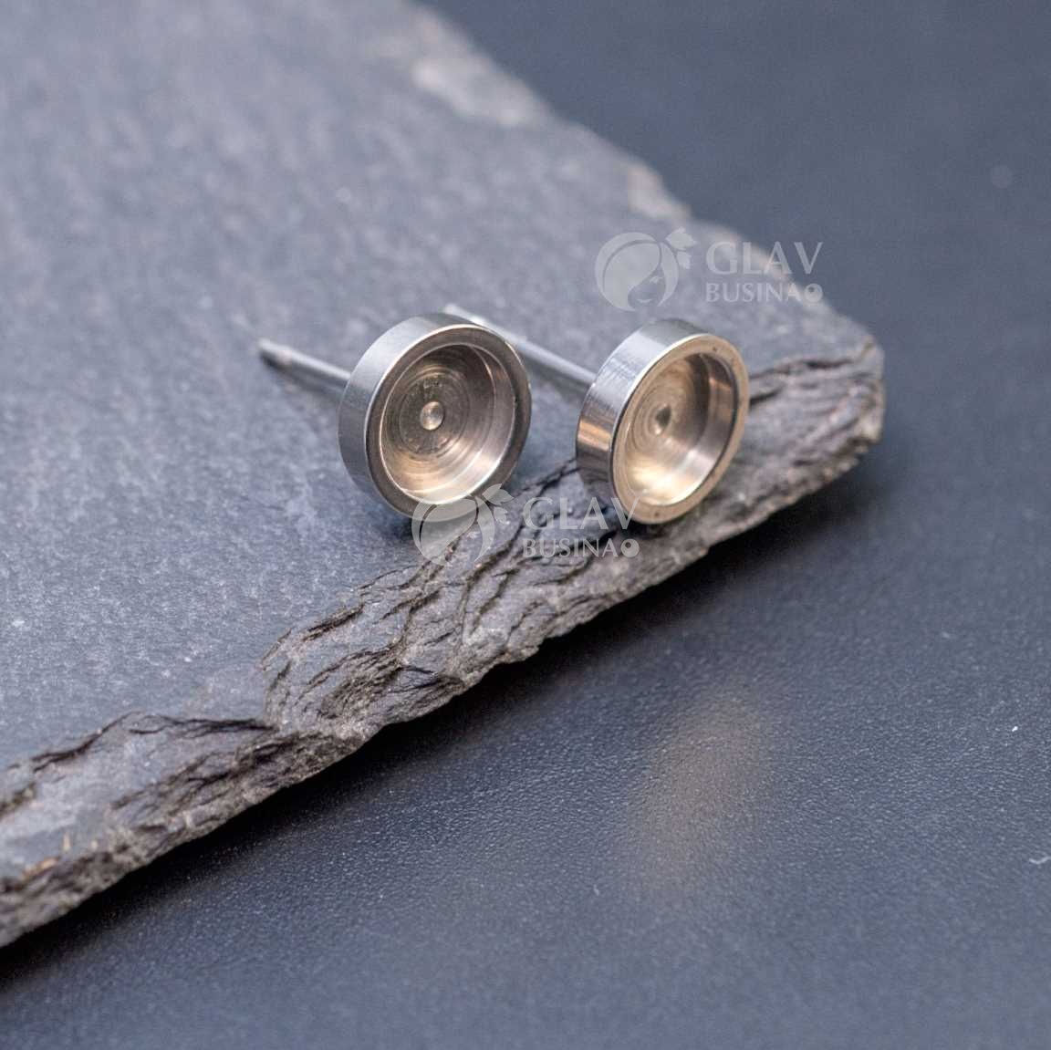 Пуссеты, сеттинг 6 мм с толстым бортиком, хирургическая сталь, цвет стальной.